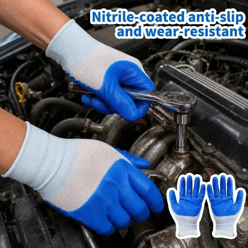 Blue Latex Rubber Nitrile Work - Nitrile Mechanic Glove recension och pris