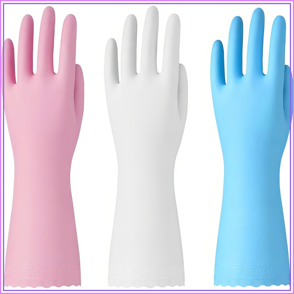 3 Pairs Non-Slip Waterproof Ki - Rubber Glove Cleaning recension och pris