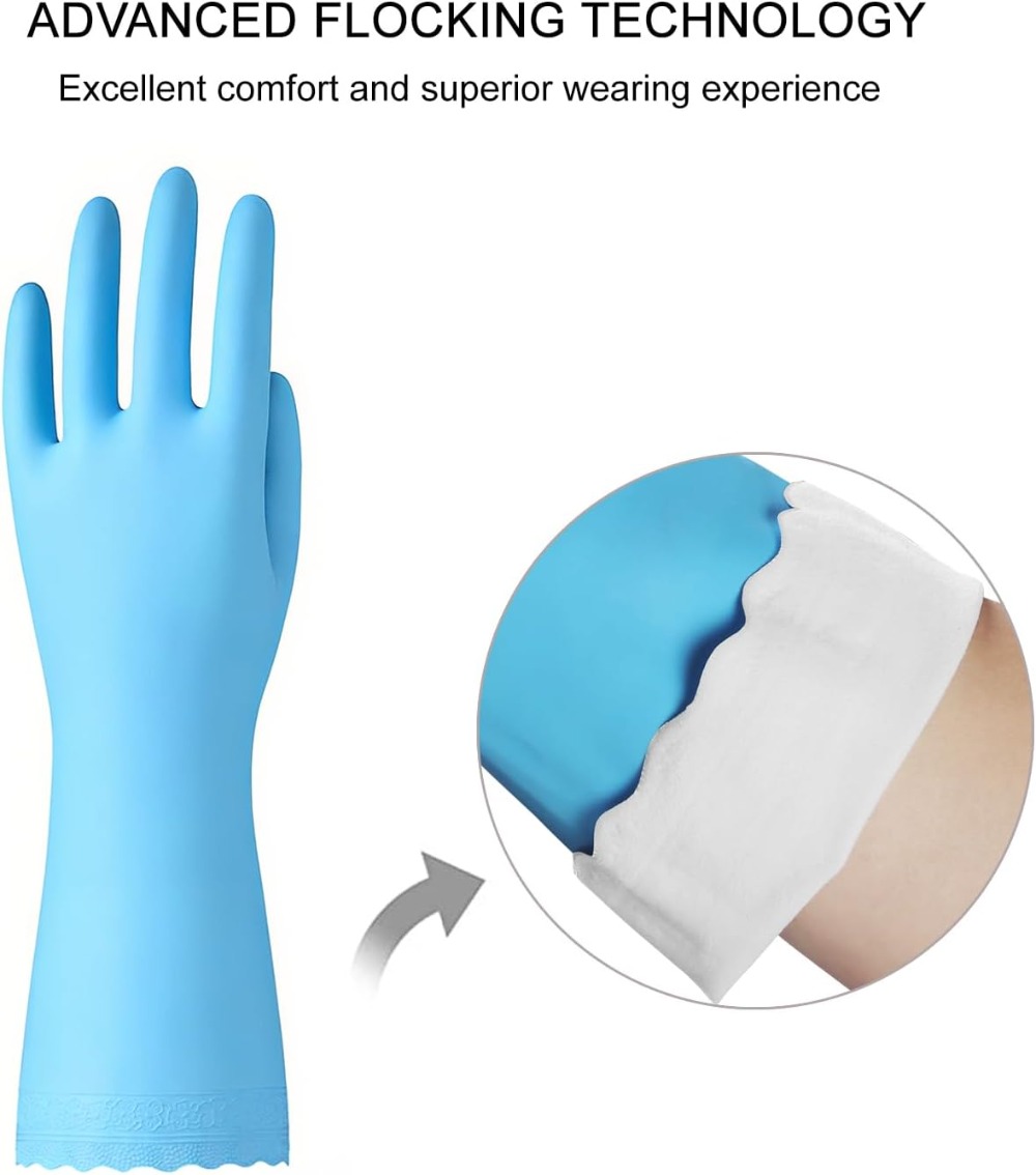 3 Pairs Non-Slip Waterproof Ki - Rubber Glove Cleaning recension och pris