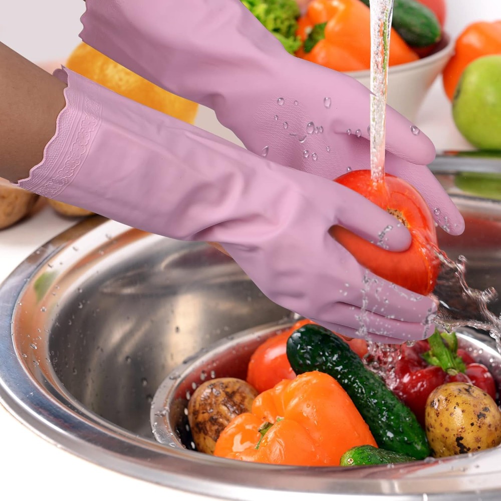 3 Pairs Non-Slip Waterproof Ki - Rubber Glove Cleaning recension och pris